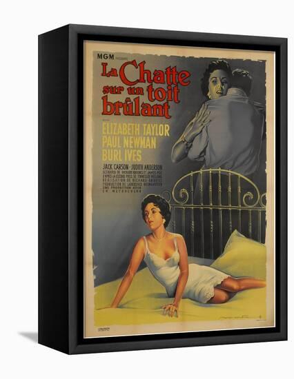 Cat on a Hot Tin Roof, French Movie Poster, 1958-null-Framed Stretched Canvas