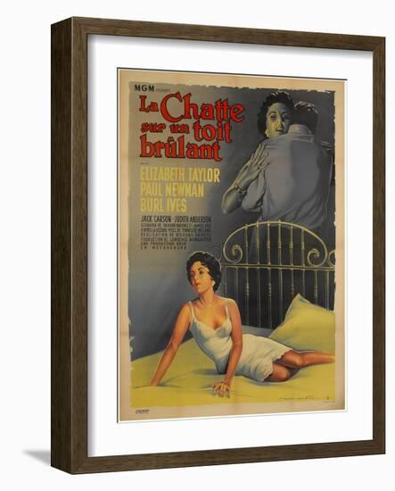 Cat on a Hot Tin Roof, French Movie Poster, 1958-null-Framed Art Print