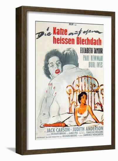 Cat on a Hot Tin Roof, German Movie Poster, 1958-null-Framed Art Print