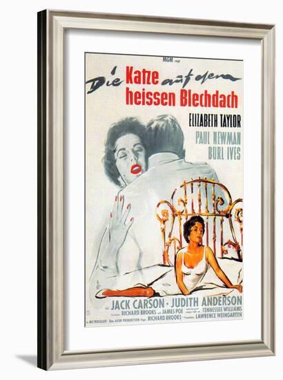 Cat on a Hot Tin Roof, German Movie Poster, 1958-null-Framed Art Print