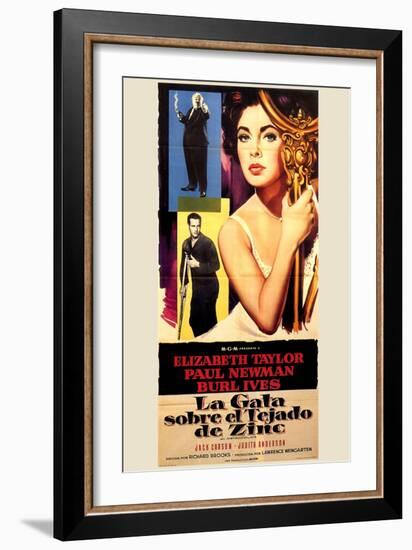 Cat on a Hot Tin Roof, Spanish Movie Poster, 1958-null-Framed Art Print