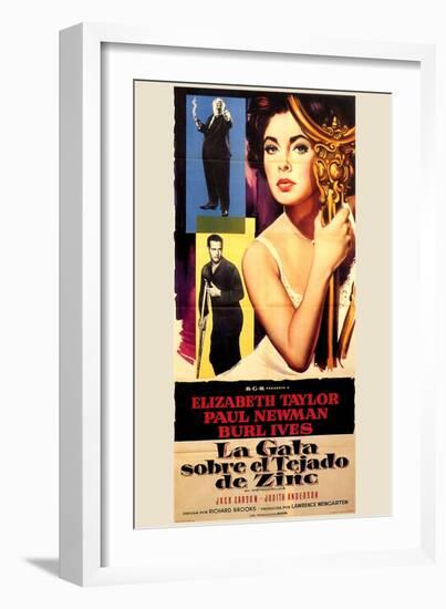 Cat on a Hot Tin Roof, Spanish Movie Poster, 1958-null-Framed Art Print