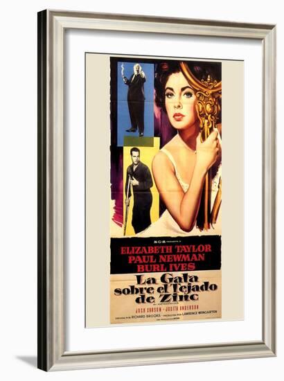 Cat on a Hot Tin Roof, Spanish Movie Poster, 1958-null-Framed Art Print