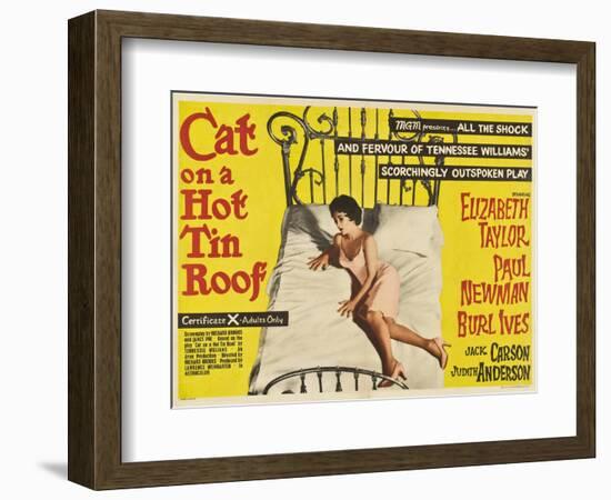 Cat on a Hot Tin Roof, UK Movie Poster, 1958-null-Framed Art Print