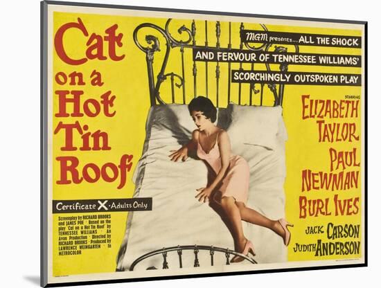 Cat on a Hot Tin Roof, UK Movie Poster, 1958-null-Mounted Art Print