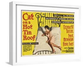 Cat on a Hot Tin Roof, UK Movie Poster, 1958-null-Framed Art Print