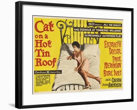 Cat on a Hot Tin Roof, UK Movie Poster, 1958-null-Framed Art Print