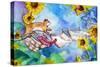 Cat on Clothesline Laundry Day-sylvia pimental-Stretched Canvas