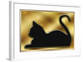 Cat on Gold Background-Art Deco Designs-Framed Giclee Print