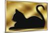 Cat on Gold Background-Art Deco Designs-Mounted Giclee Print