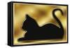 Cat on Gold Background-Art Deco Designs-Framed Stretched Canvas