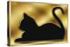 Cat on Gold Background-Art Deco Designs-Stretched Canvas