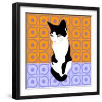 Cat On Morrocan Tiles-Claire Huntley-Framed Giclee Print