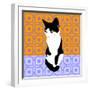 Cat On Morrocan Tiles-Claire Huntley-Framed Giclee Print