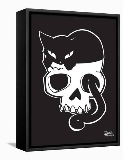 Cat On Skull-Emily the Strange-Framed Stretched Canvas