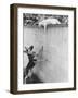 Cat Owned by Olympic Track Star Harold Connolly, on Wall Hissing at Police German Shepherd-Bill Eppridge-Framed Photographic Print