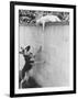 Cat Owned by Olympic Track Star Harold Connolly, on Wall Hissing at Police German Shepherd-Bill Eppridge-Framed Photographic Print