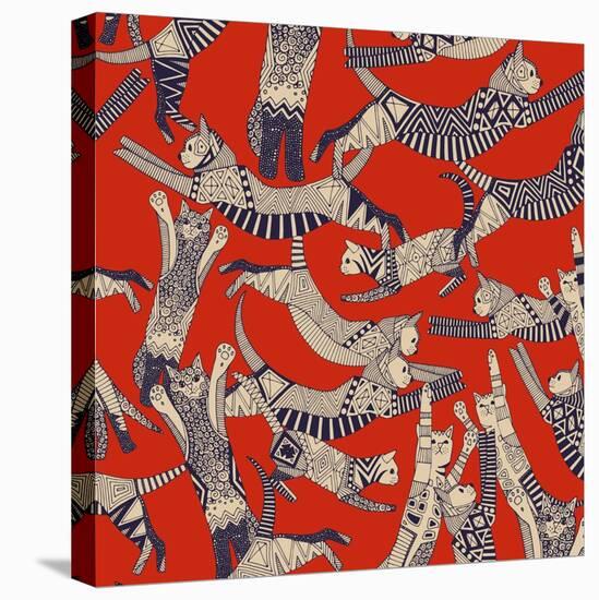 Cat Party Retro-Sharon Turner-Stretched Canvas