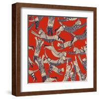 Cat Party Retro-Sharon Turner-Framed Art Print