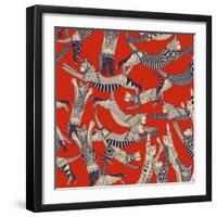 Cat Party Retro-Sharon Turner-Framed Art Print