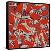 Cat Party Retro-Sharon Turner-Framed Stretched Canvas