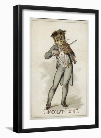 Cat Playing the Fiddle-null-Framed Giclee Print