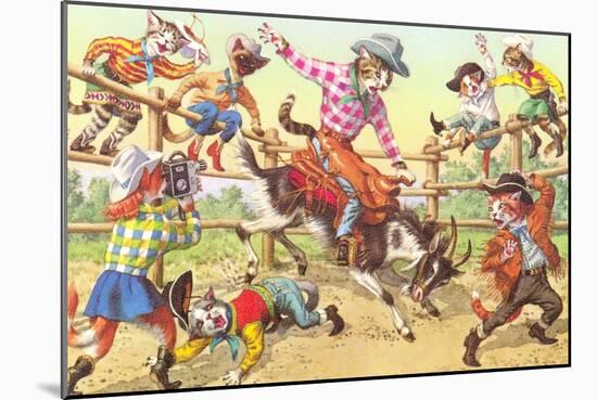 Cat Rodeo-null-Mounted Art Print