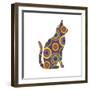 Cat Sitting Abstract Circles-Ron Magnes-Framed Giclee Print