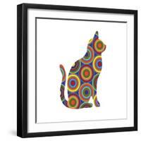 Cat Sitting Abstract Circles-Ron Magnes-Framed Giclee Print