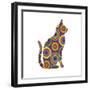 Cat Sitting Abstract Circles-Ron Magnes-Framed Giclee Print