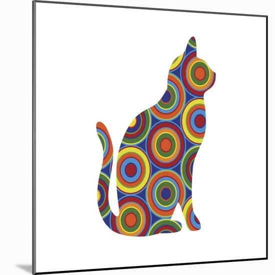 Cat Sitting Abstract Circles-Ron Magnes-Mounted Giclee Print