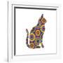 Cat Sitting Abstract Circles-Ron Magnes-Framed Giclee Print