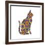 Cat Sitting Abstract Circles-Ron Magnes-Framed Giclee Print