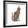 Cat Sitting Abstract Circles-Ron Magnes-Framed Giclee Print