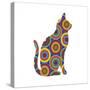 Cat Sitting Abstract Circles-Ron Magnes-Stretched Canvas
