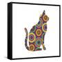 Cat Sitting Abstract Circles-Ron Magnes-Framed Stretched Canvas