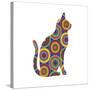 Cat Sitting Abstract Circles-Ron Magnes-Stretched Canvas