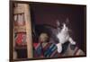 Cat Sitting by Ball of Yarn-DLILLC-Framed Photographic Print