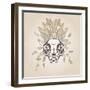 Cat Skull Vintage Aged Flower-Ptich-ya-Framed Art Print