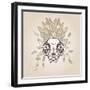 Cat Skull Vintage Aged Flower-Ptich-ya-Framed Art Print