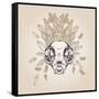 Cat Skull Vintage Aged Flower-Ptich-ya-Framed Stretched Canvas