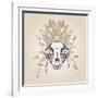 Cat Skull Vintage Aged Flower-Ptich-ya-Framed Art Print