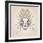 Cat Skull Vintage Aged Flower-Ptich-ya-Framed Art Print