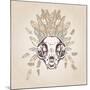 Cat Skull Vintage Aged Flower-Ptich-ya-Mounted Art Print