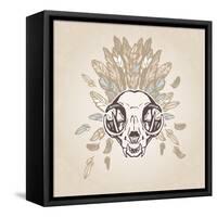 Cat Skull Vintage Aged Flower-Ptich-ya-Framed Stretched Canvas