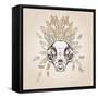 Cat Skull Vintage Aged Flower-Ptich-ya-Framed Stretched Canvas