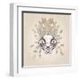 Cat Skull Vintage Aged Flower-Ptich-ya-Framed Art Print