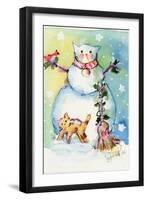 Cat Snowman-sylvia pimental-Framed Art Print