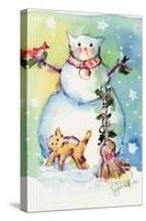 Cat Snowman-sylvia pimental-Stretched Canvas