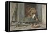 Cat Spies Birds While a Dog Sleeps, C. 1850-90-Henriette Ronner-Framed Stretched Canvas